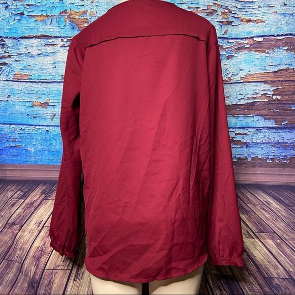 Loft outlet maroon lightweight sheer top medium - Picture 4 of 5